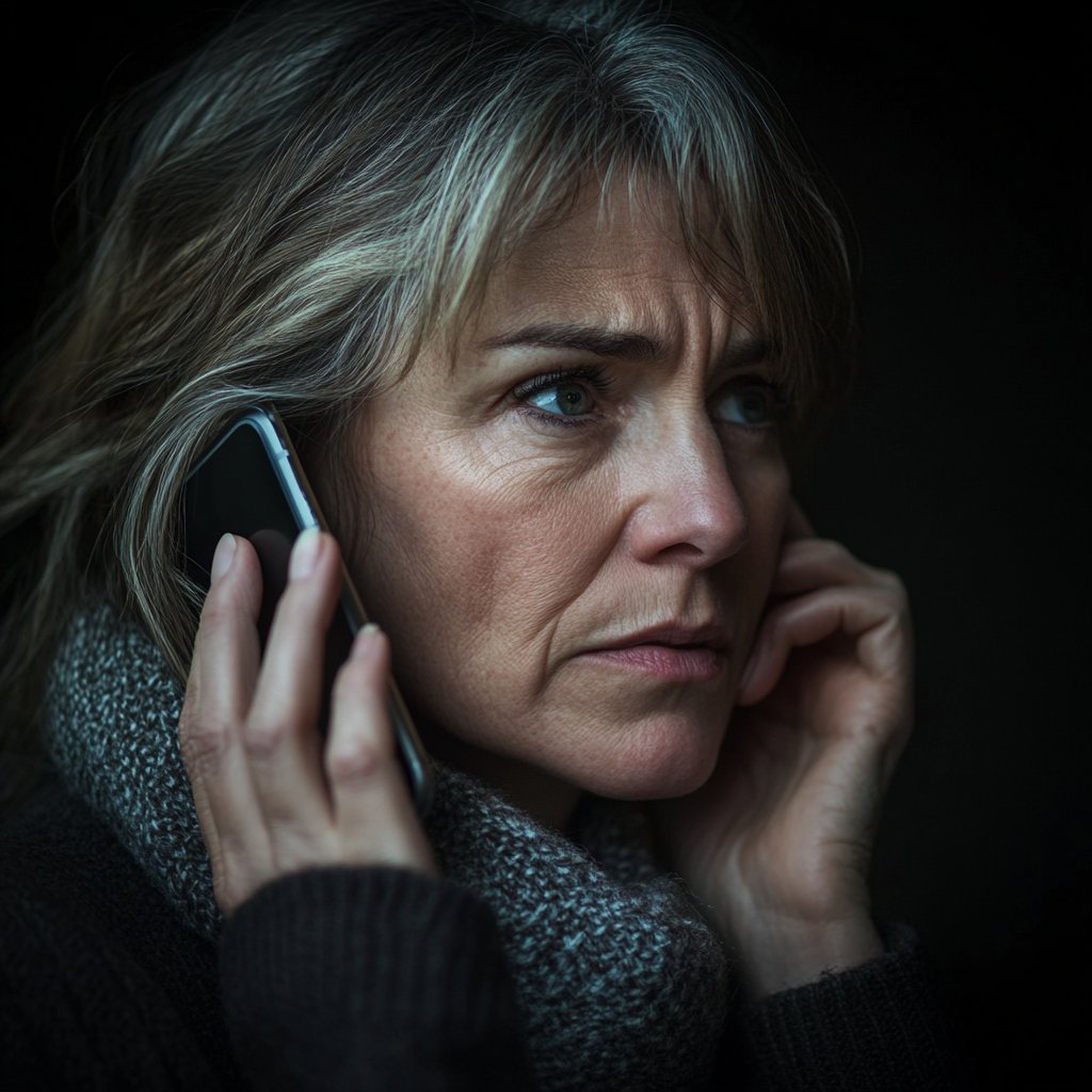 Kobieta w średnim wieku rozmawiająca przez telefon | Źródło: Midjourney