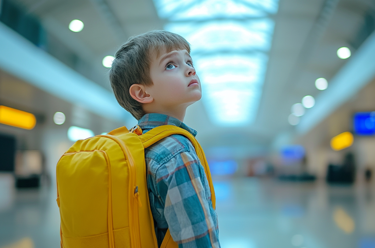 Dziecko na lotnisku | Źródło: Midjourney