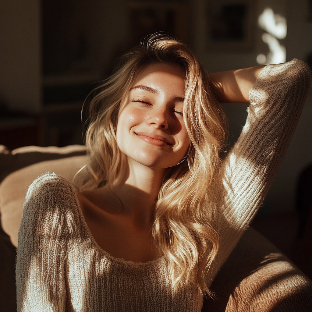 Uśmiechnięta blondynka | Źródło: Midjourney