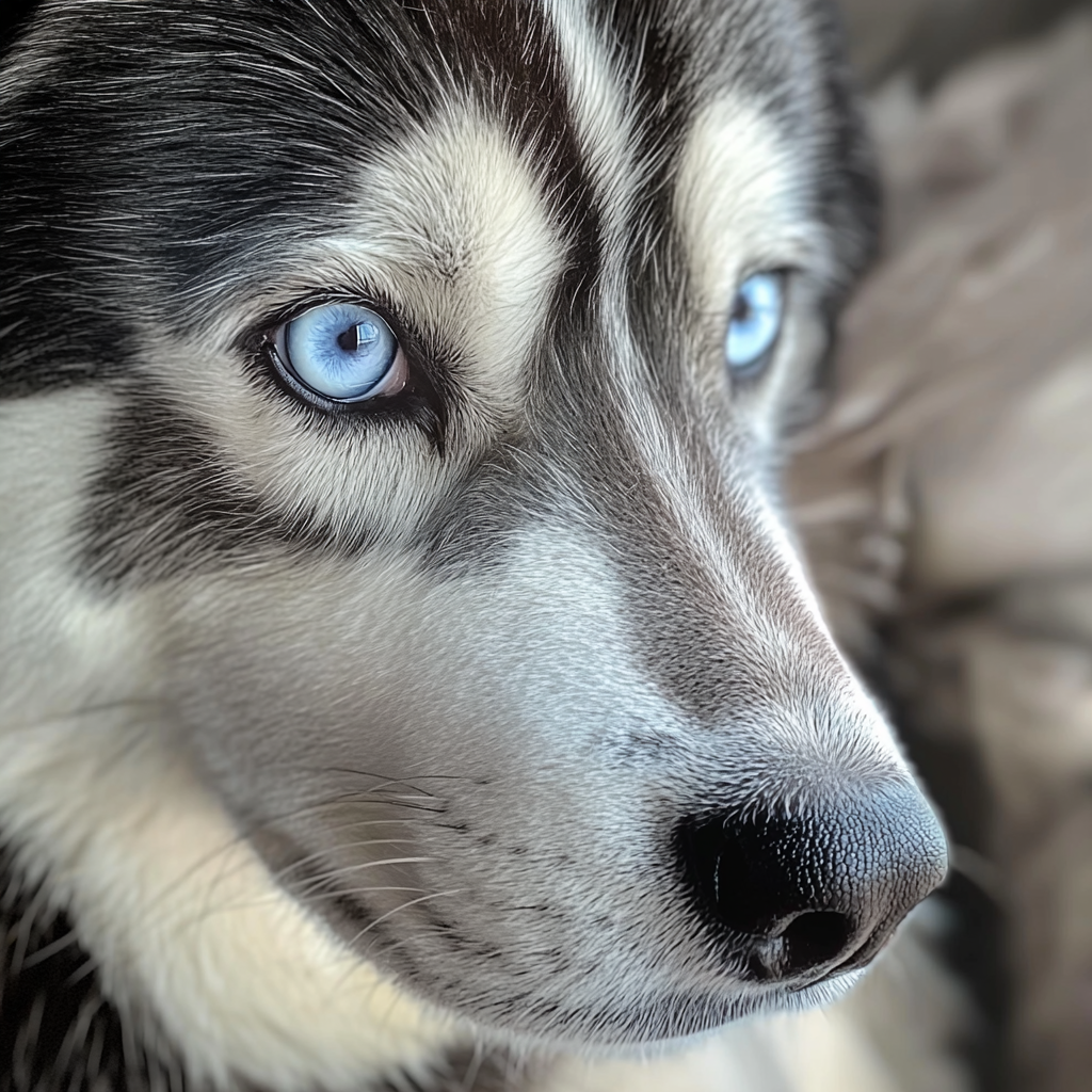 Zbliżenie na husky’ego | Źródło: Midjourney