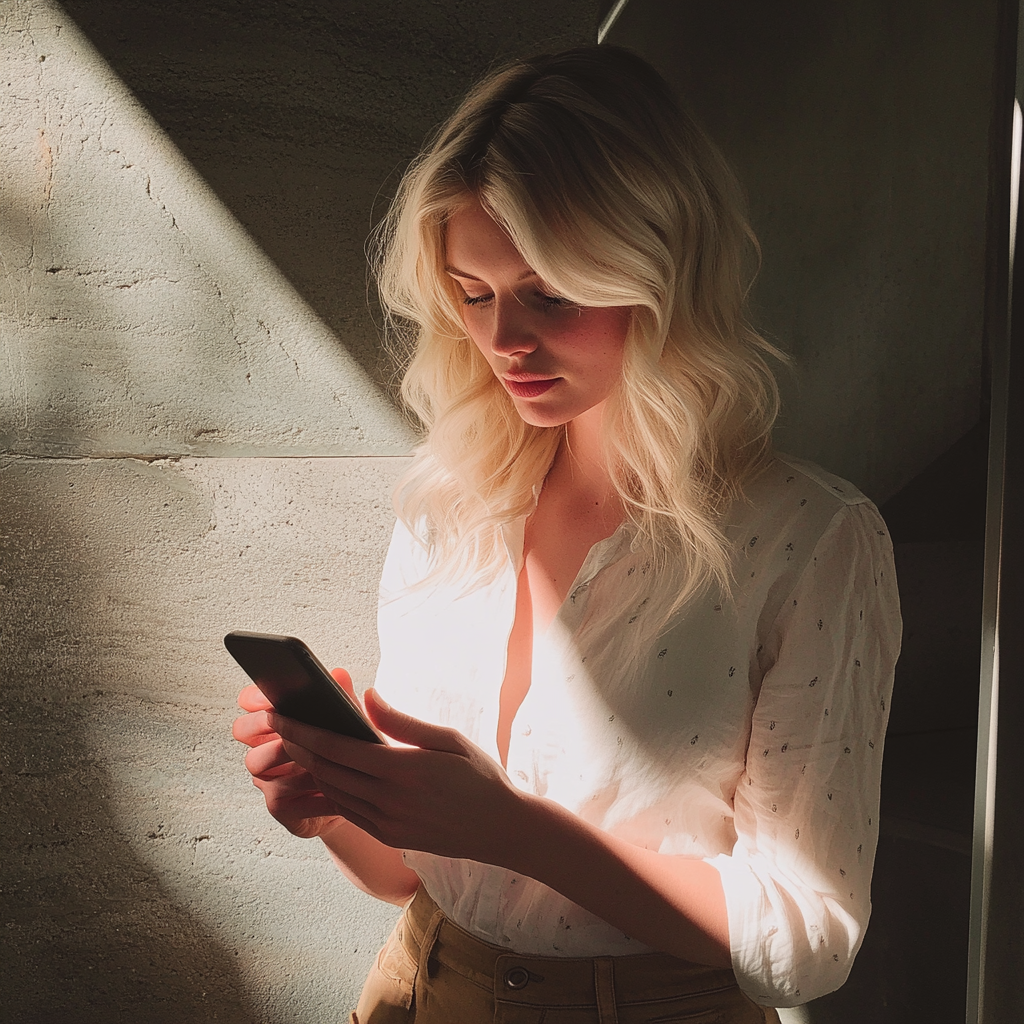 Kobieta korzystająca z telefonu | Źródło: Midjourney