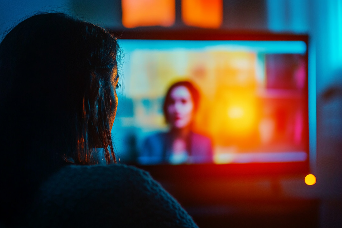 Kobieta oglądająca wiadomości telewizyjne | Źródło: Midjourney