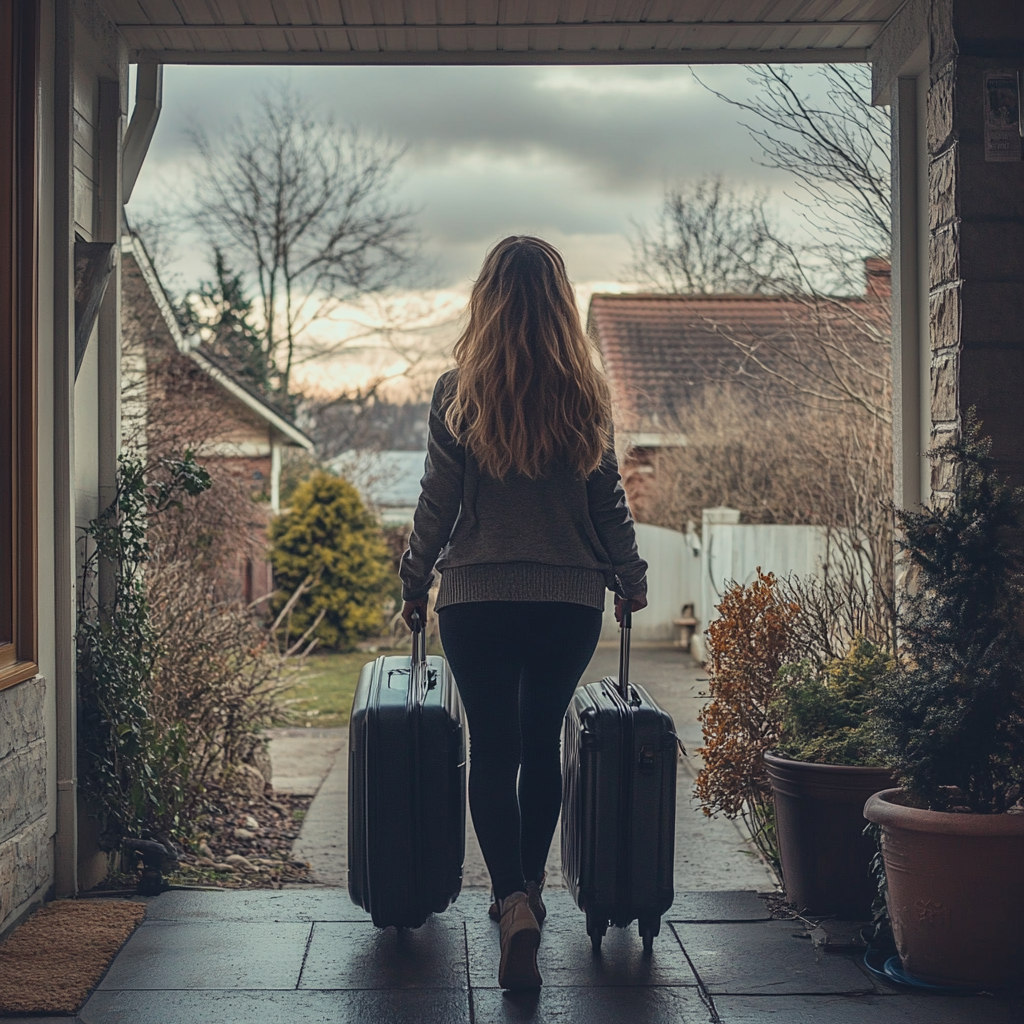 Kobieta wychodząca z domu | Źródło: Midjourney