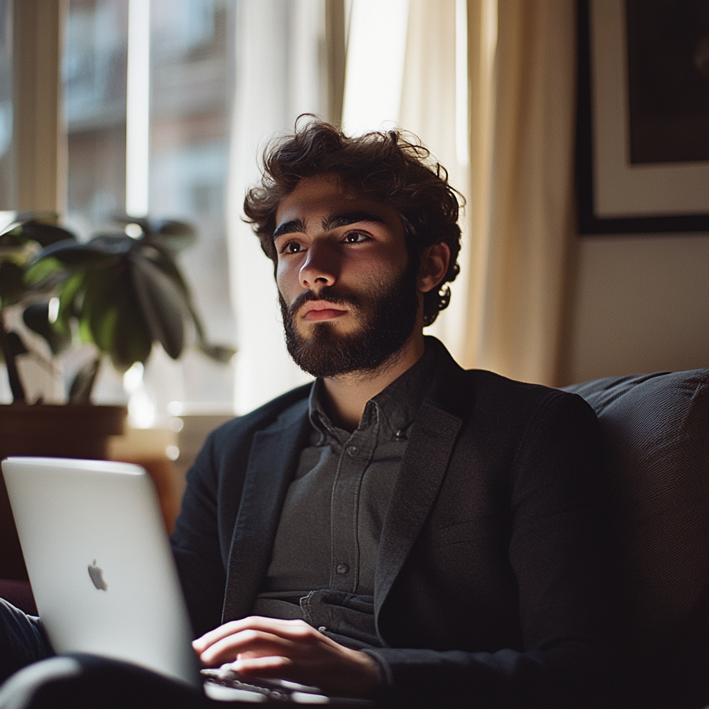 Mężczyzna korzystający z laptopa | Źródło: Midjourney
