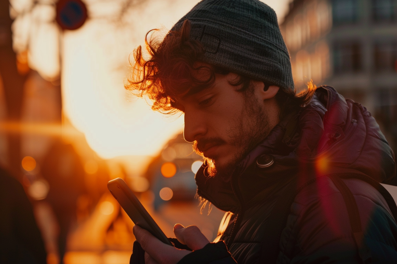 Młody facet sprawdzający telefon | Źródło: Midjourney
