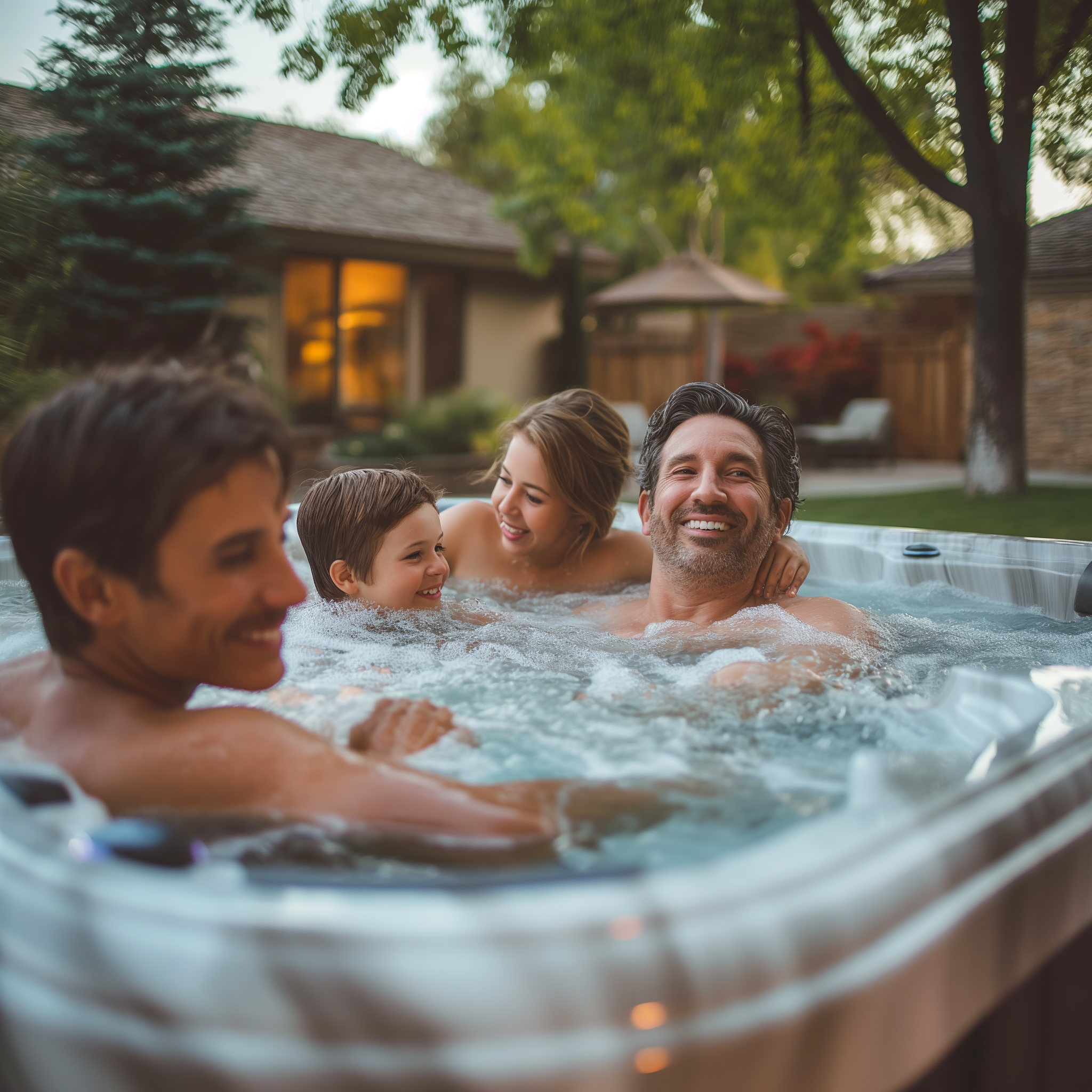 Szczęśliwa rodzina w jacuzzi | Źródło: Midjourney