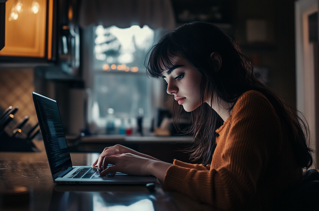 Kobieta korzystająca z laptopa | Źródło: Midjourney